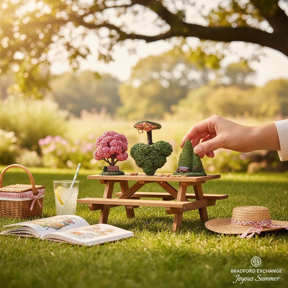 Hawthorne Village Joyous Summer Tree Set Green Pink Picnic Decor New